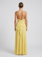 Women's Pleated Halter Maxi Dress Elegant Wedding Guest Dress