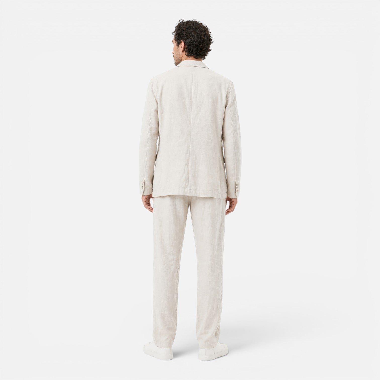 Men's Linen Blend Suit Set Two-Piece Lightweight Summer Suit