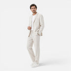 Men's Linen Blend Suit Set Two-Piece Lightweight Summer Suit