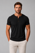 Men's Slim Fit Henley T-Shirt – Button Neck Casual Top