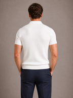 Men's Ribbed Zip Polo Shirt – Slim Fit Short Sleeve
