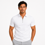 Men's Zip Polo Shirt – Slim Fit Short Sleeve Casual Polo
