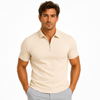 Men's Zip Polo Shirt – Slim Fit Short Sleeve Casual Polo