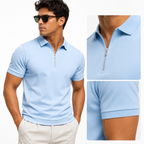 Men's Zip Polo Shirt – Slim Fit Short Sleeve Casual Polo