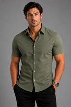 Men's Slim Fit Short Sleeve Button Shirt – Lightweight Casual Shirt