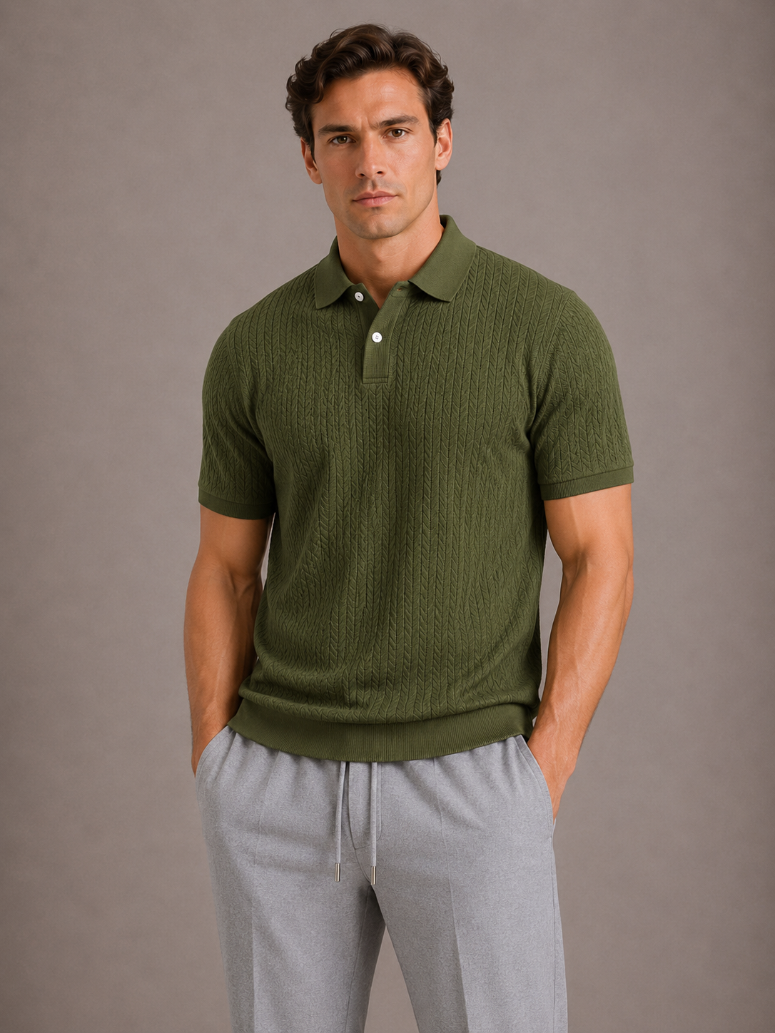Men's Textured Polo Shirt – Short Sleeve Regular Fit
