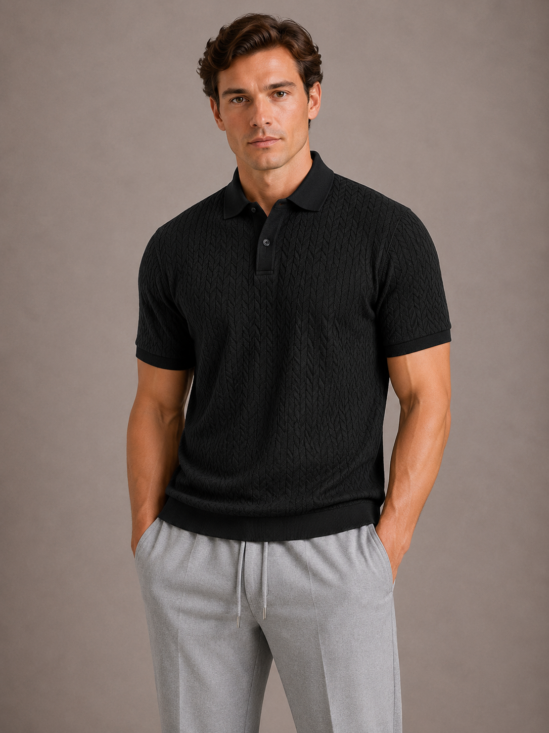 Men's Textured Polo Shirt – Short Sleeve Regular Fit