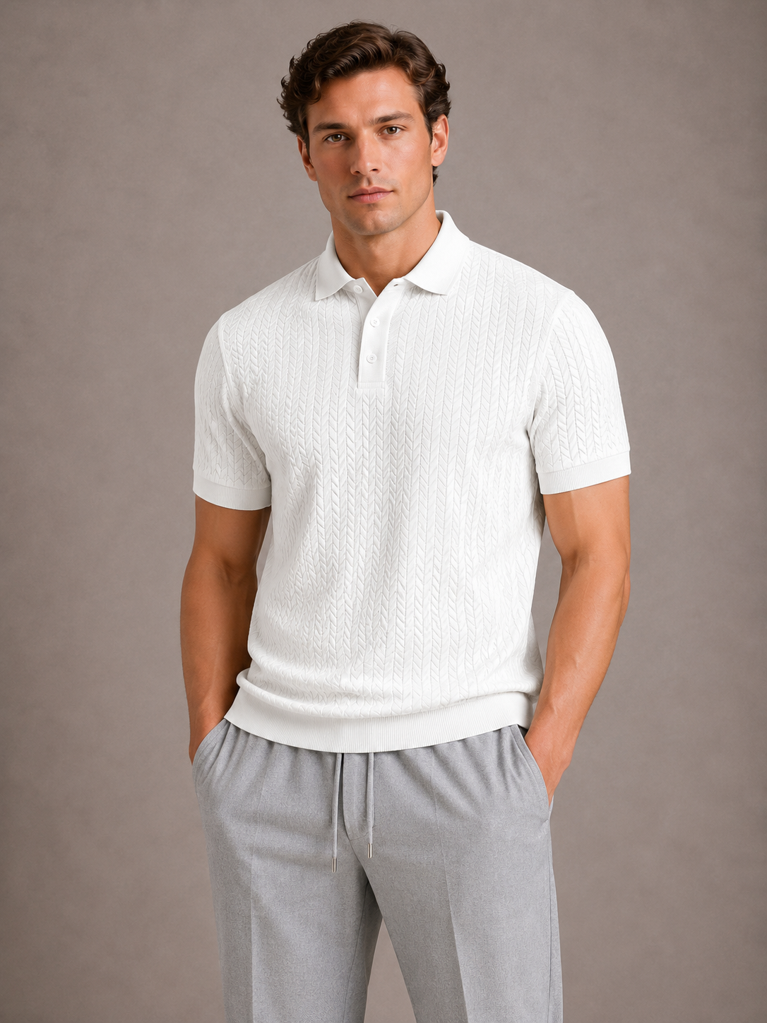 Men's Textured Polo Shirt – Short Sleeve Regular Fit