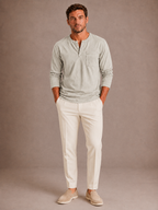 Men's Long Sleeve Henley Shirt – Casual Regular Fit