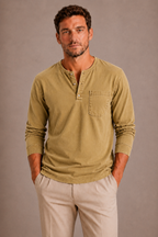 Men's Long Sleeve Henley Shirt – Casual Regular Fit
