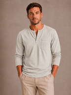 Men's Long Sleeve Henley Shirt – Casual Regular Fit