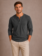 Men's Long Sleeve Henley Shirt – Casual Regular Fit