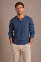 Men's Long Sleeve Henley Shirt – Casual Regular Fit