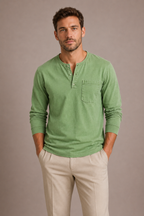 Men's Long Sleeve Henley Shirt – Casual Regular Fit