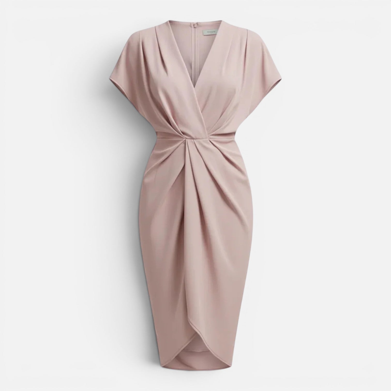 Maison Straver | Women’s Midi Dress Draped Front Elegant Slim Fit Side Slit