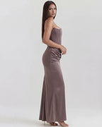 Women’s Strapless Corset Satin Maxi Dress