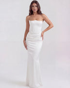 Women’s Strapless Corset Satin Maxi Dress