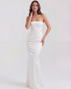 Women’s Strapless Corset Satin Maxi Dress