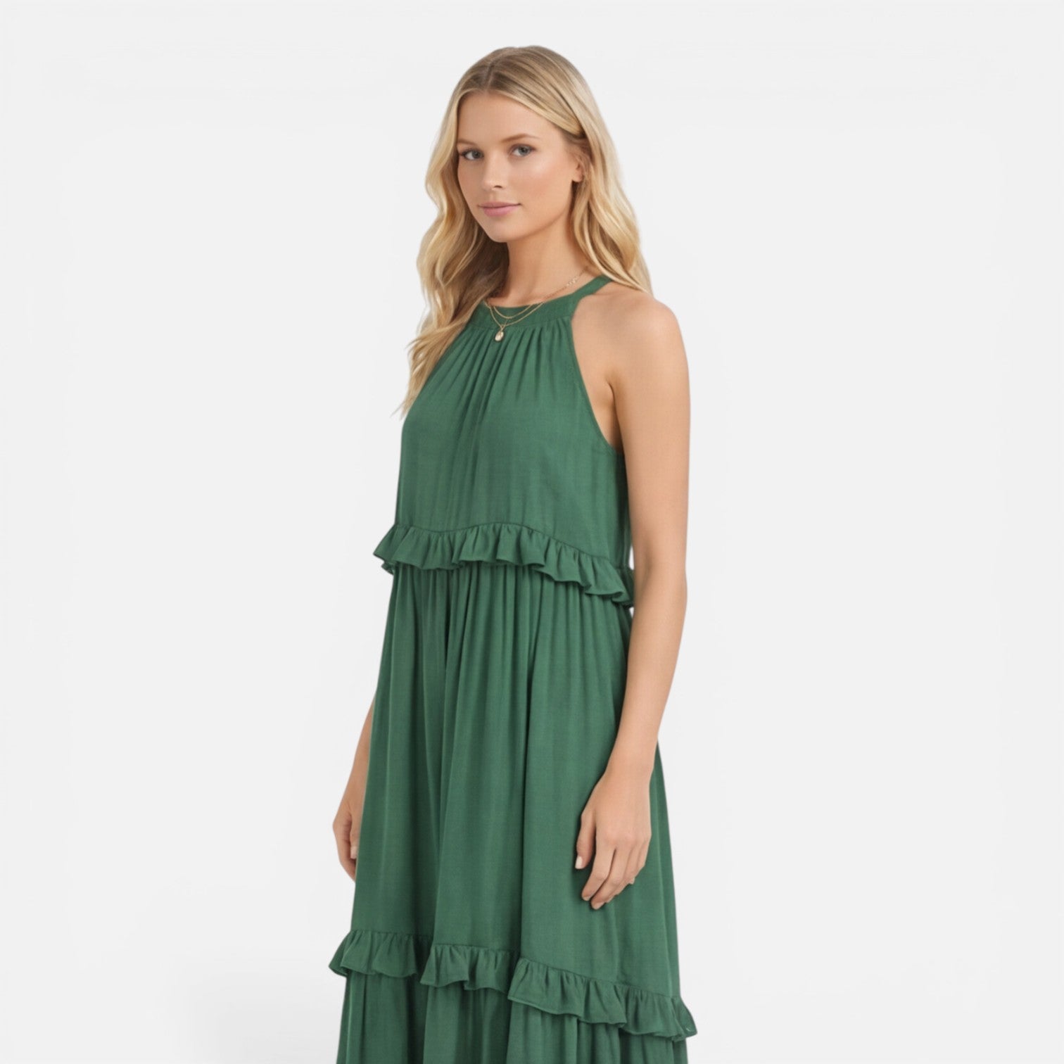 Women's Halter Neck Tiered Maxi Dress