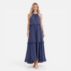 Women's Halter Neck Tiered Maxi Dress