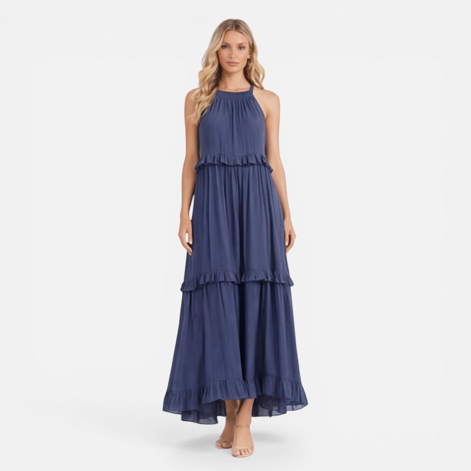 Women's Halter Neck Tiered Maxi Dress