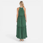 Women's Halter Neck Tiered Maxi Dress