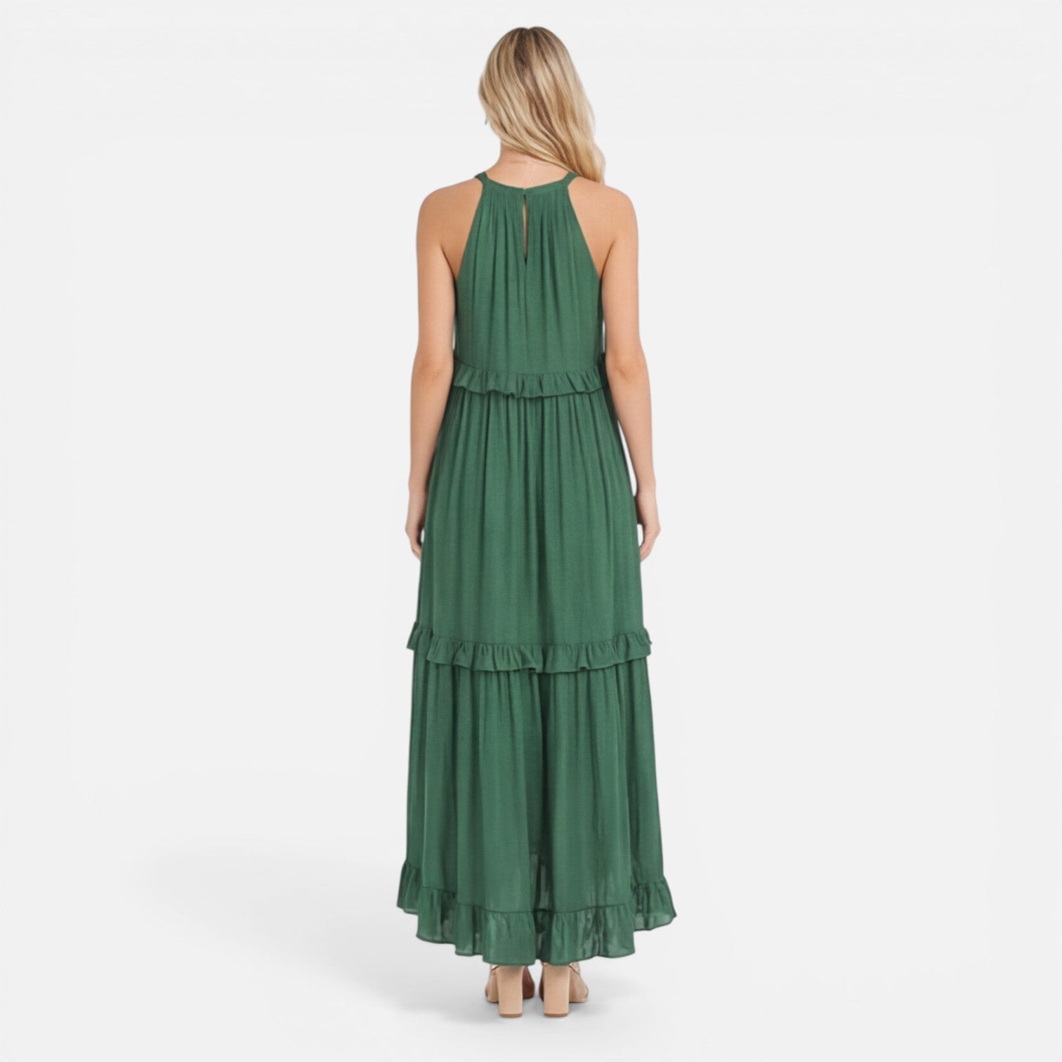 Women's Halter Neck Tiered Maxi Dress