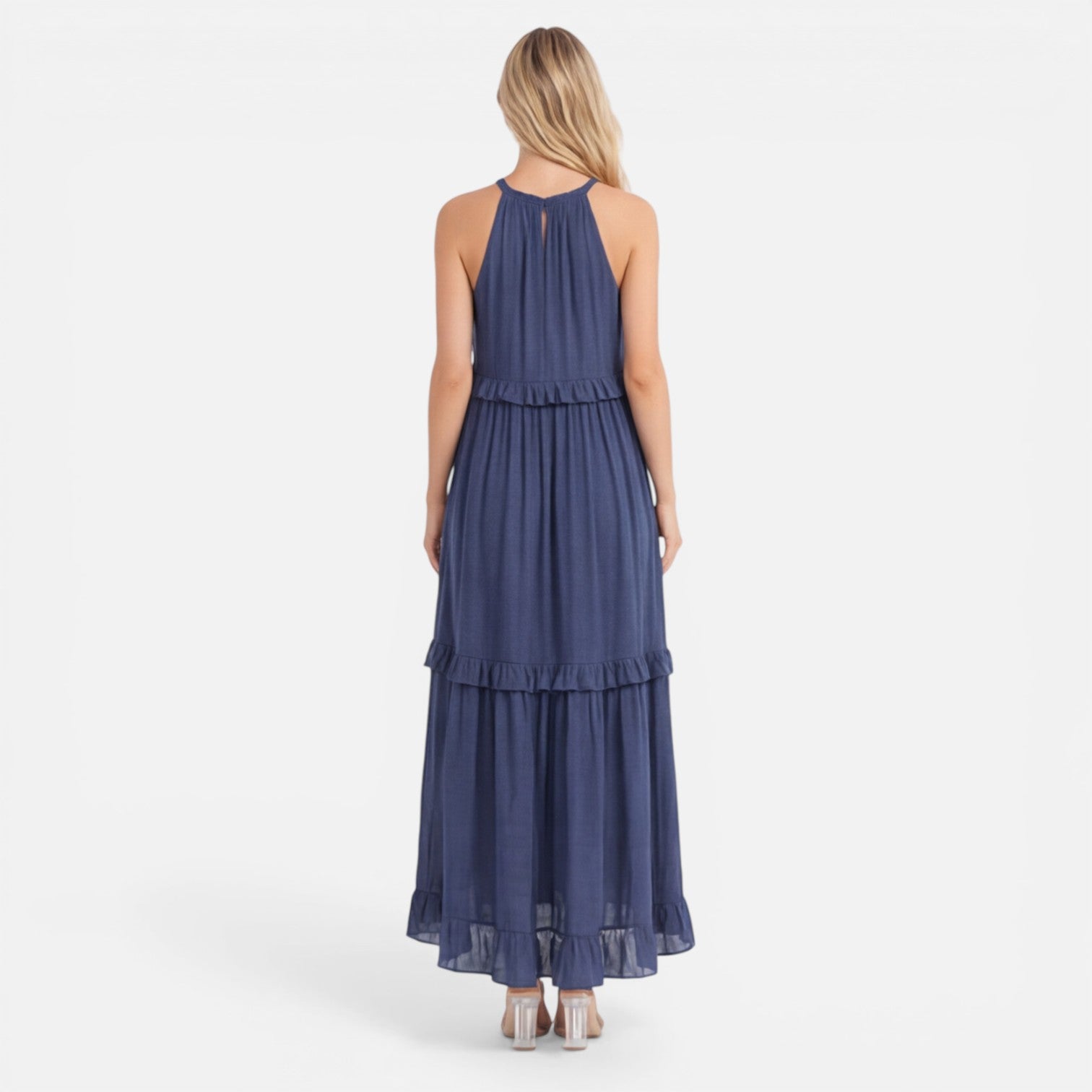 Women's Halter Neck Tiered Maxi Dress