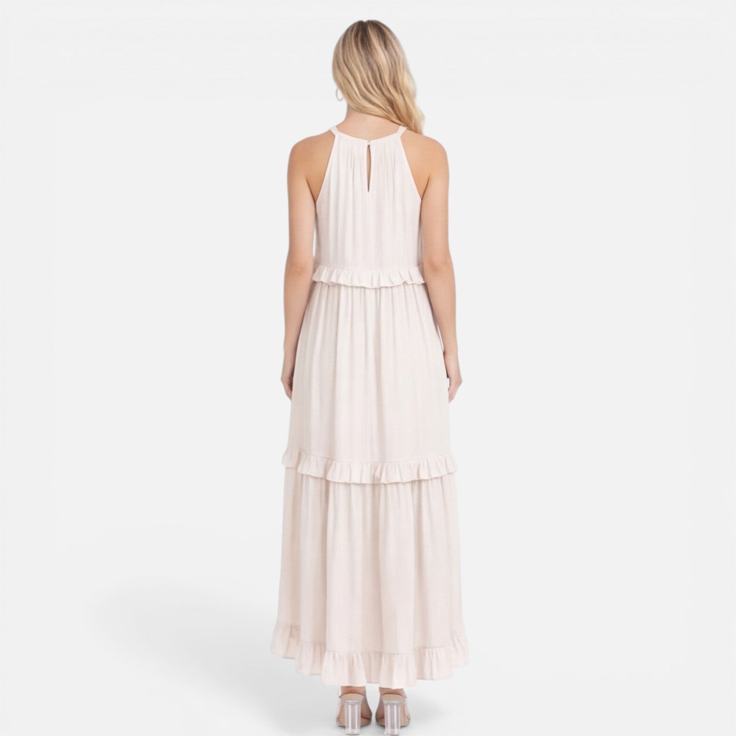 Women's Halter Neck Tiered Maxi Dress