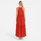 Women's Halter Neck Tiered Maxi Dress