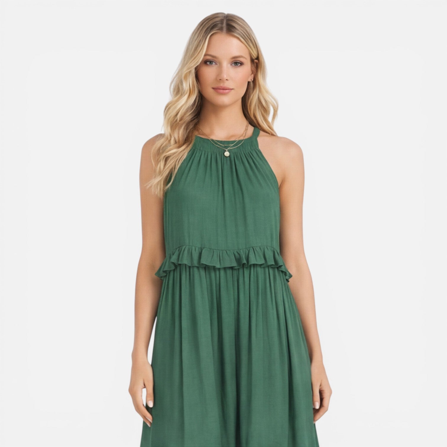 Women's Halter Neck Tiered Maxi Dress