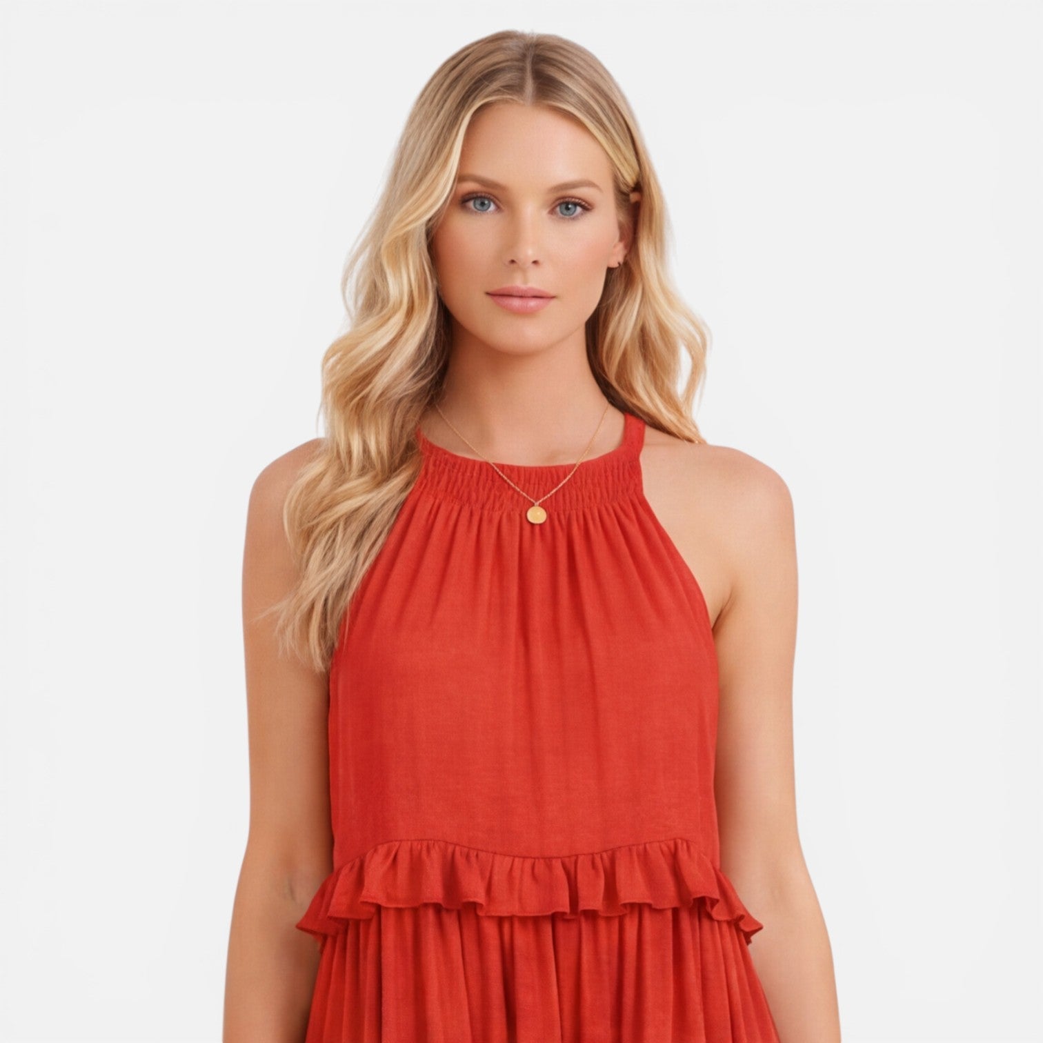 Women's Halter Neck Tiered Maxi Dress
