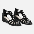 Women's Strappy Wedge Sandals with Rhinestone Detail