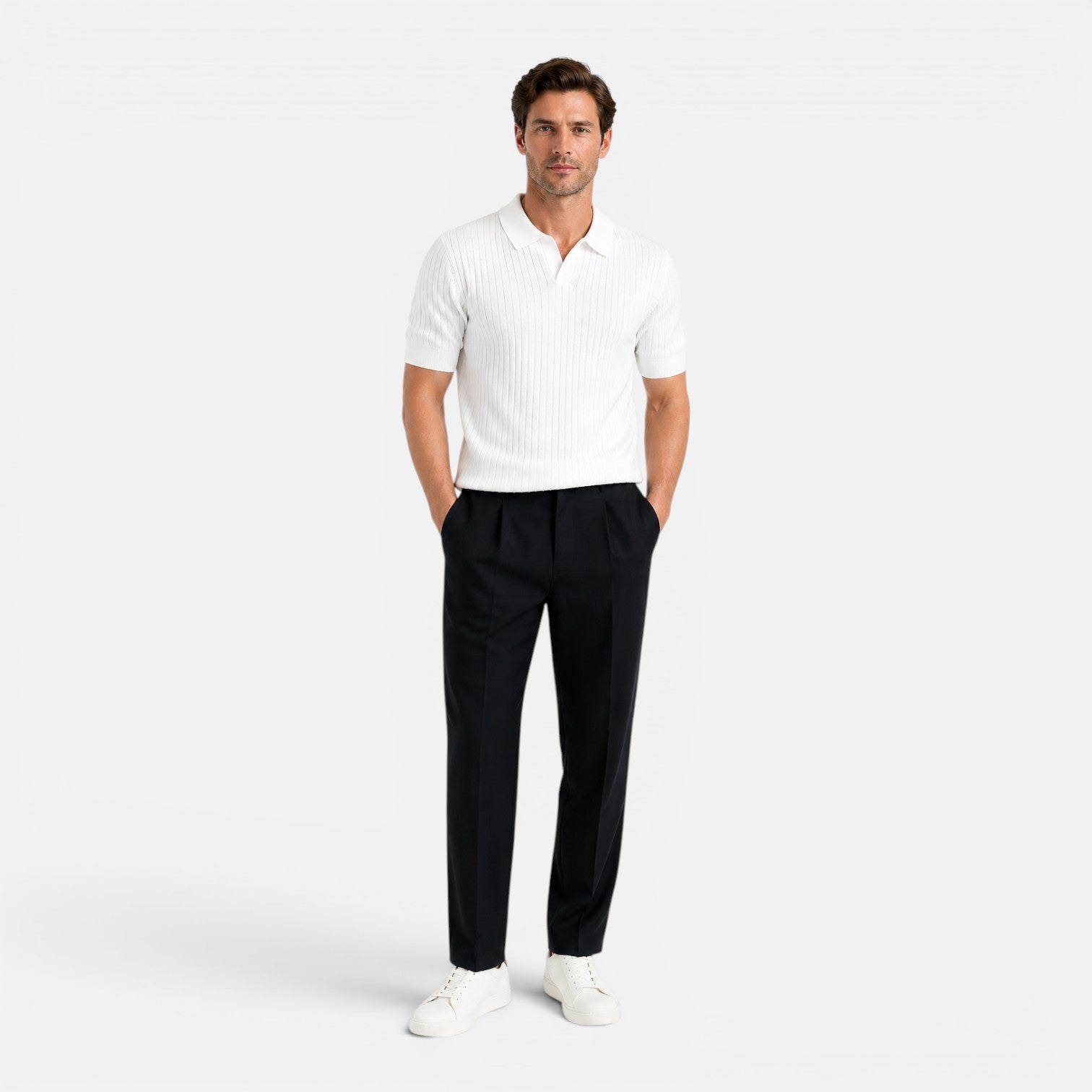 Maison Straver | Men’s Ribbed Knit Polo Shirt Slim Fit
