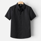 Men's Linen Short Sleeve Shirt Casual Summer Button Up
