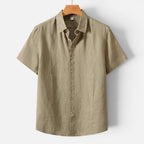 Men's Linen Short Sleeve Shirt Casual Summer Button Up