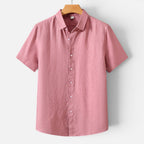 Men's Linen Short Sleeve Shirt Casual Summer Button Up