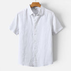 Men's Linen Short Sleeve Shirt Casual Summer Button Up