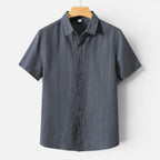 Men's Linen Short Sleeve Shirt Casual Summer Button Up