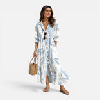 Women’s Printed Button Front Maxi Shirt Dress