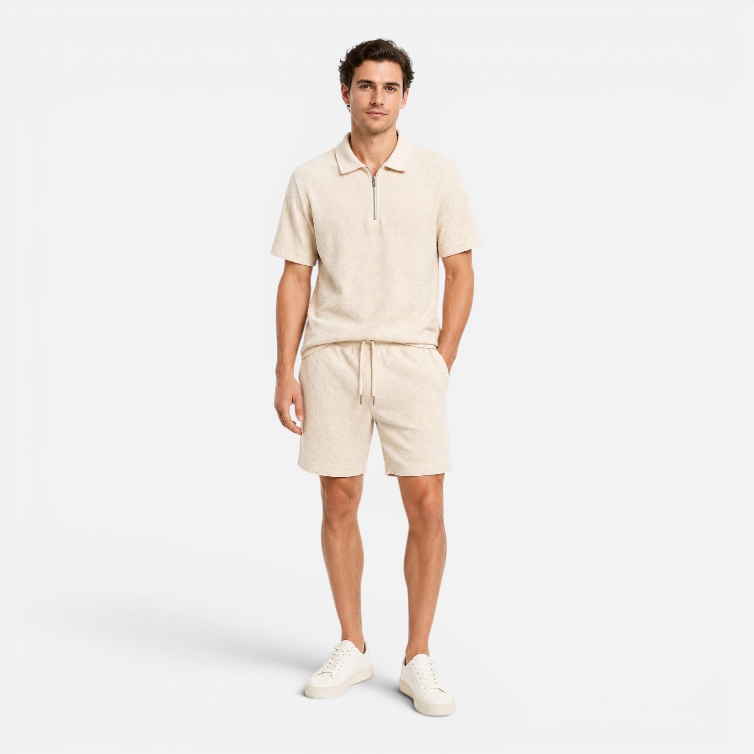 Maison Straver | Men’s Polo Shorts Set Textured Relaxed Fit Summer Outfit