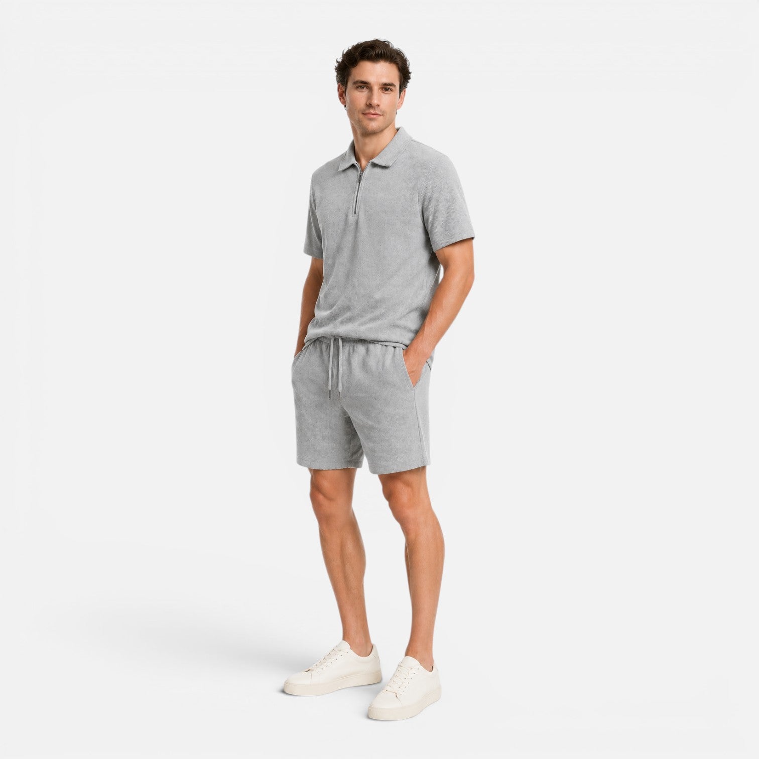 Maison Straver | Men’s Polo Shorts Set Textured Relaxed Fit Summer Outfit