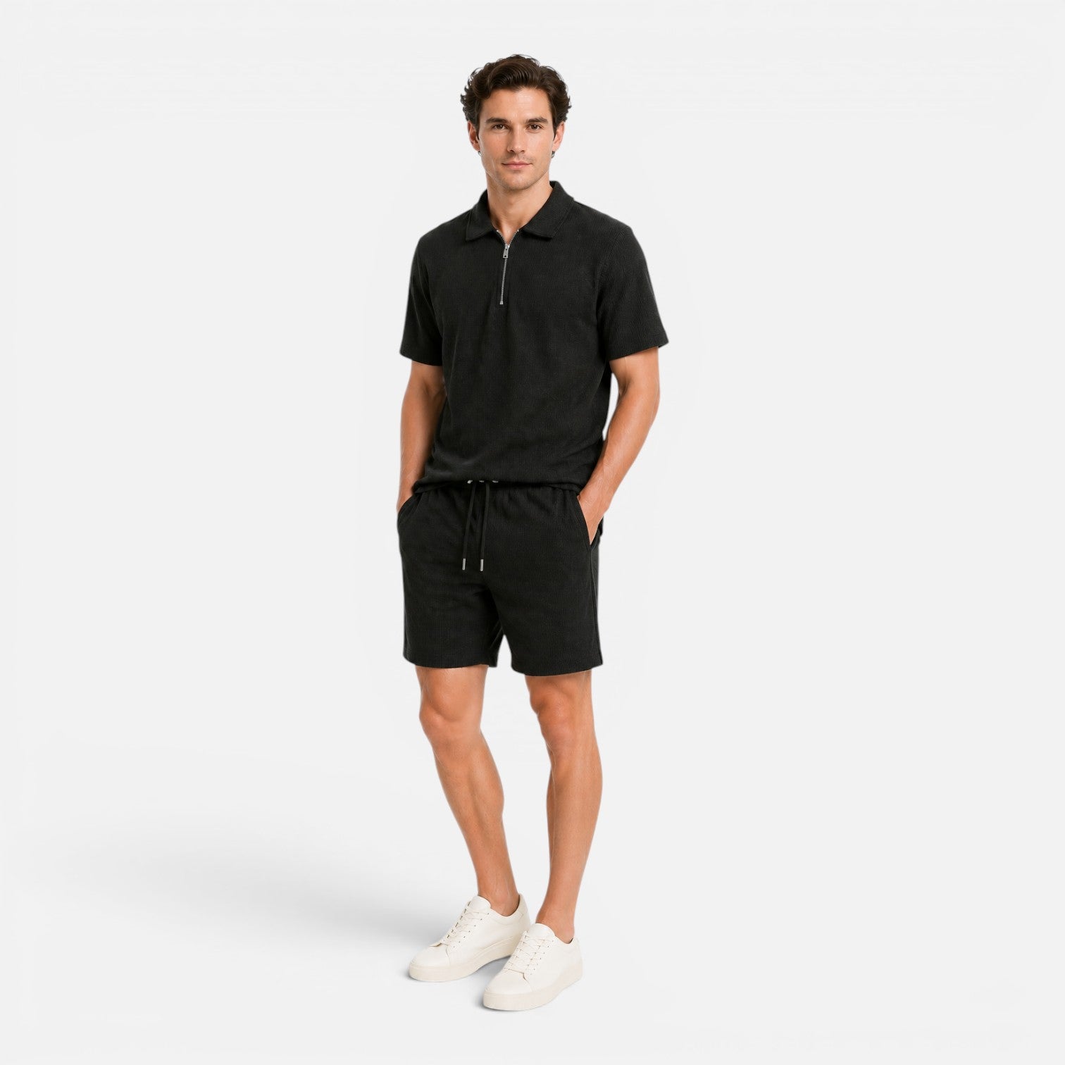 Maison Straver | Men’s Polo Shorts Set Textured Relaxed Fit Summer Outfit