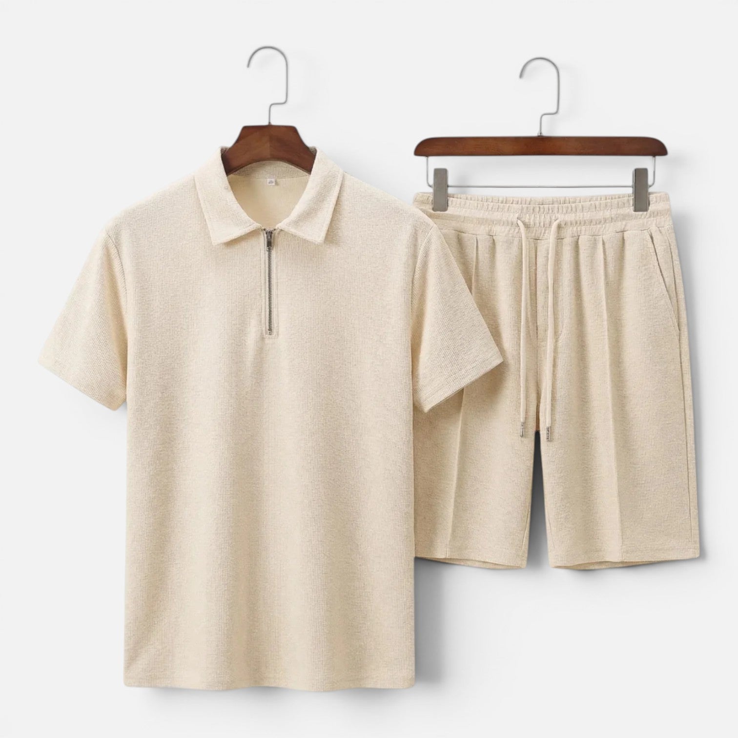 Maison Straver | Men’s Polo Shorts Set Textured Relaxed Fit Summer Outfit