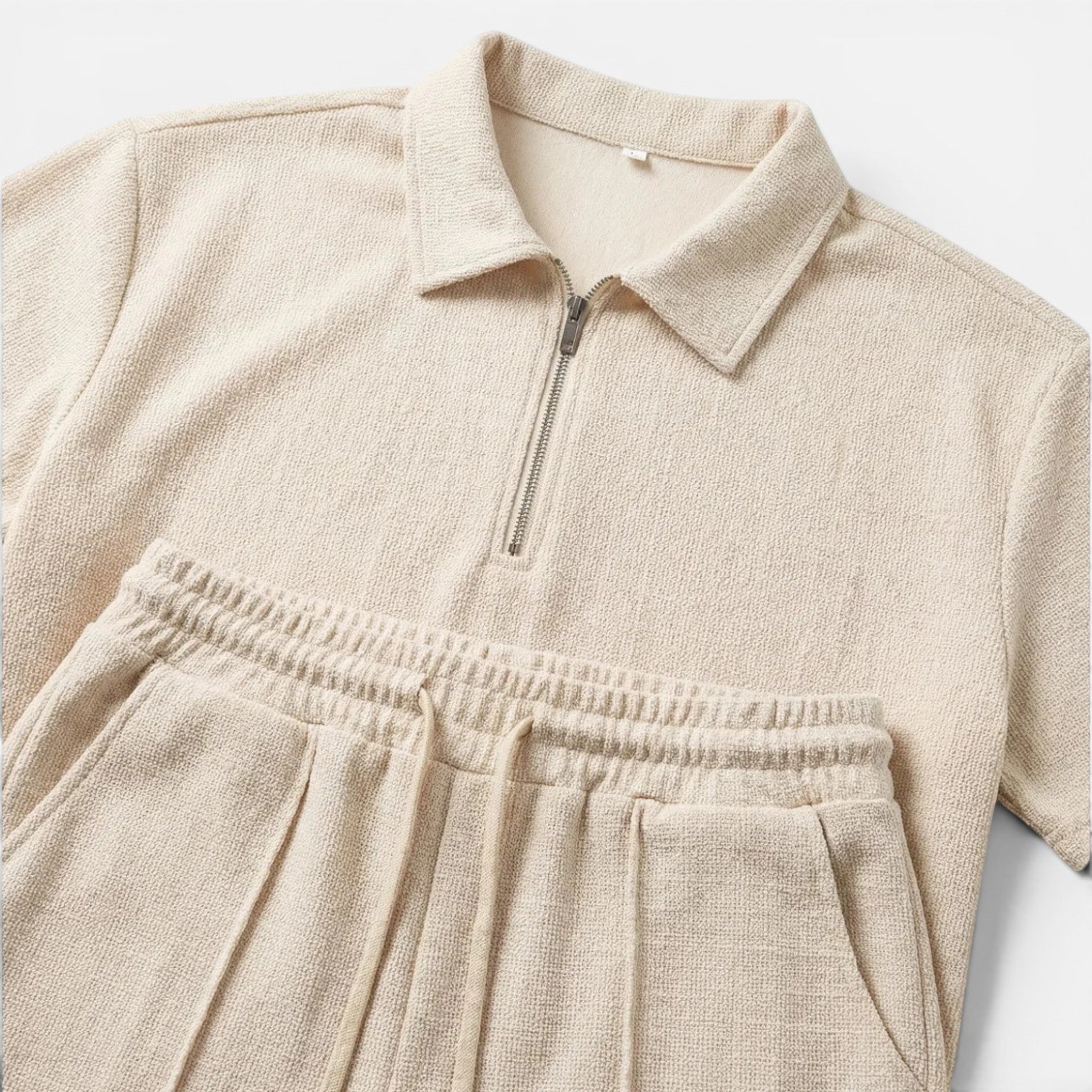 Maison Straver | Men’s Polo Shorts Set Textured Relaxed Fit Summer Outfit