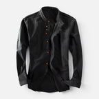 Men's Mandarin Collar Button Up Shirt Long Sleeve