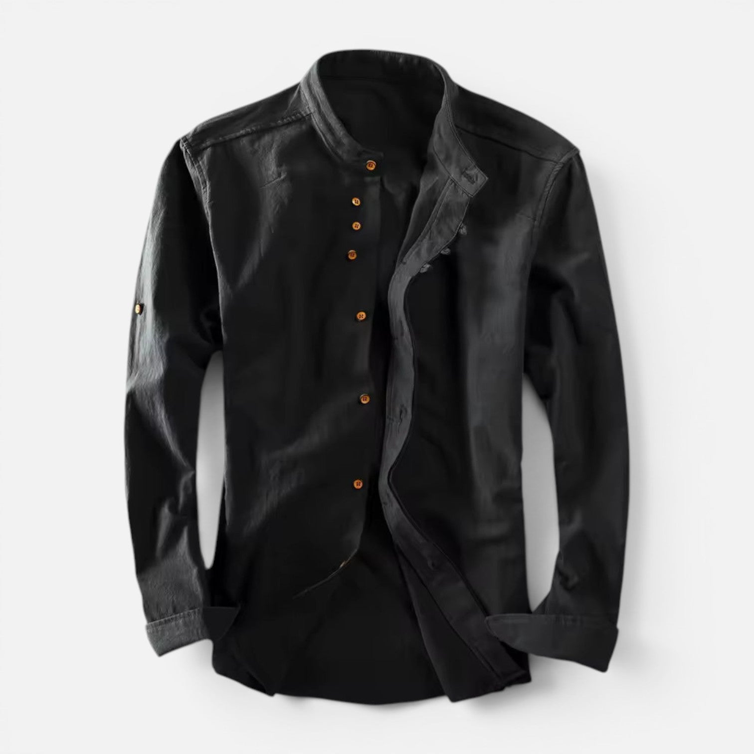 Men's Mandarin Collar Button Up Shirt Long Sleeve