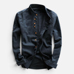 Men's Mandarin Collar Button Up Shirt Long Sleeve