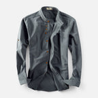 Men's Mandarin Collar Button Up Shirt Long Sleeve