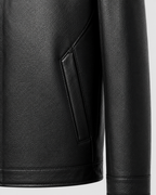 Men’s PU Leather Zip Jacket – Classic Collar Style